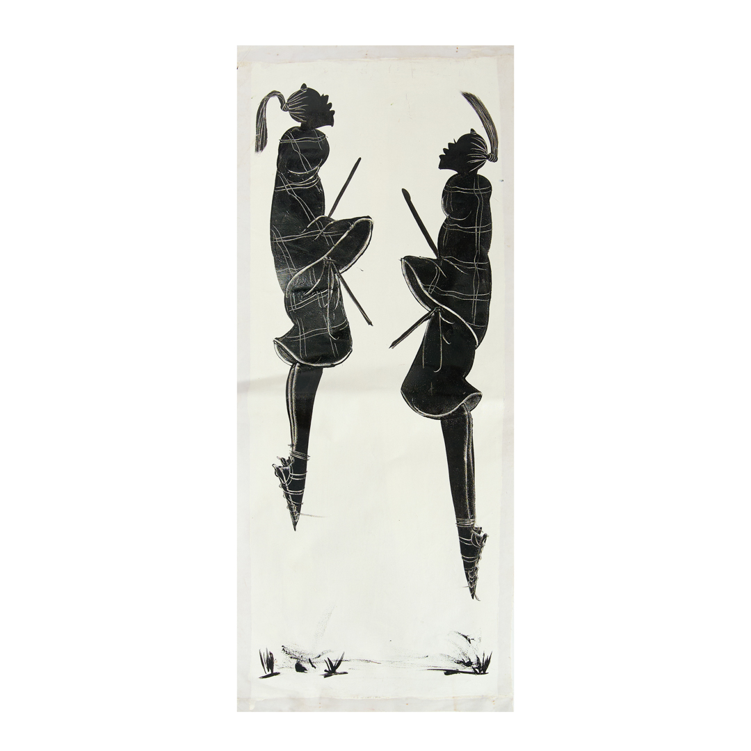 The Charcoal Adumu Minimalist SketchHand-Painted Canva print Maasai Worrior Charcoal Adumu Minimalist wall art