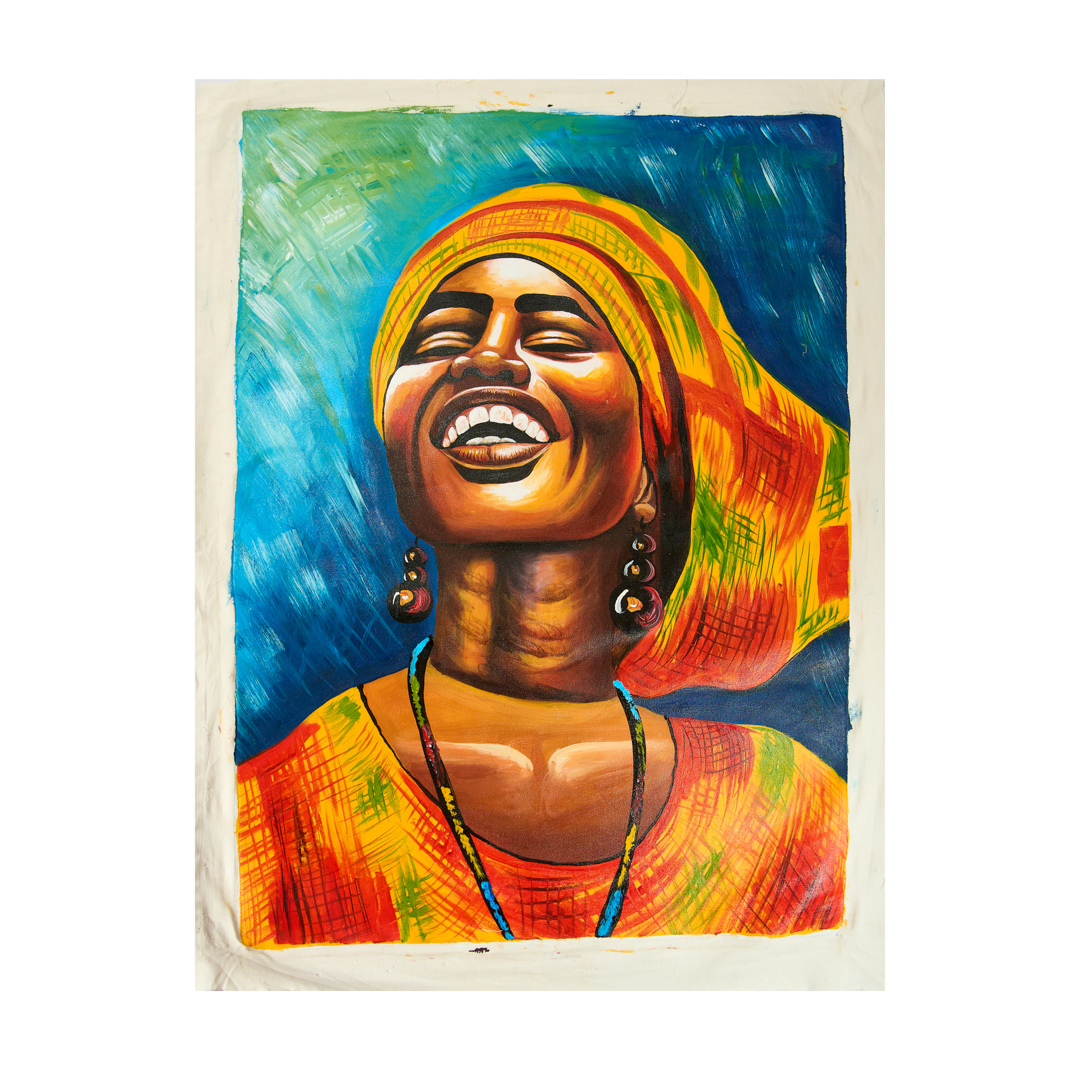 The Joyous Radiance African PortraitHand- Painted African woman wall art; Coloful Joyous Radiance African Portrait Canvas print