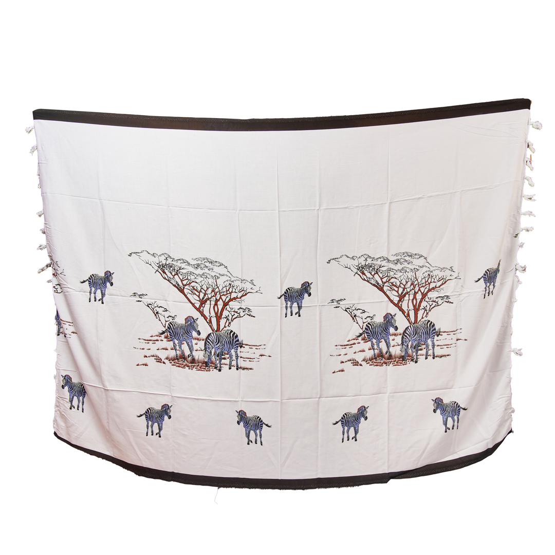 Hand-Painted Serengeti Zebra Acacia Sarong (leso)