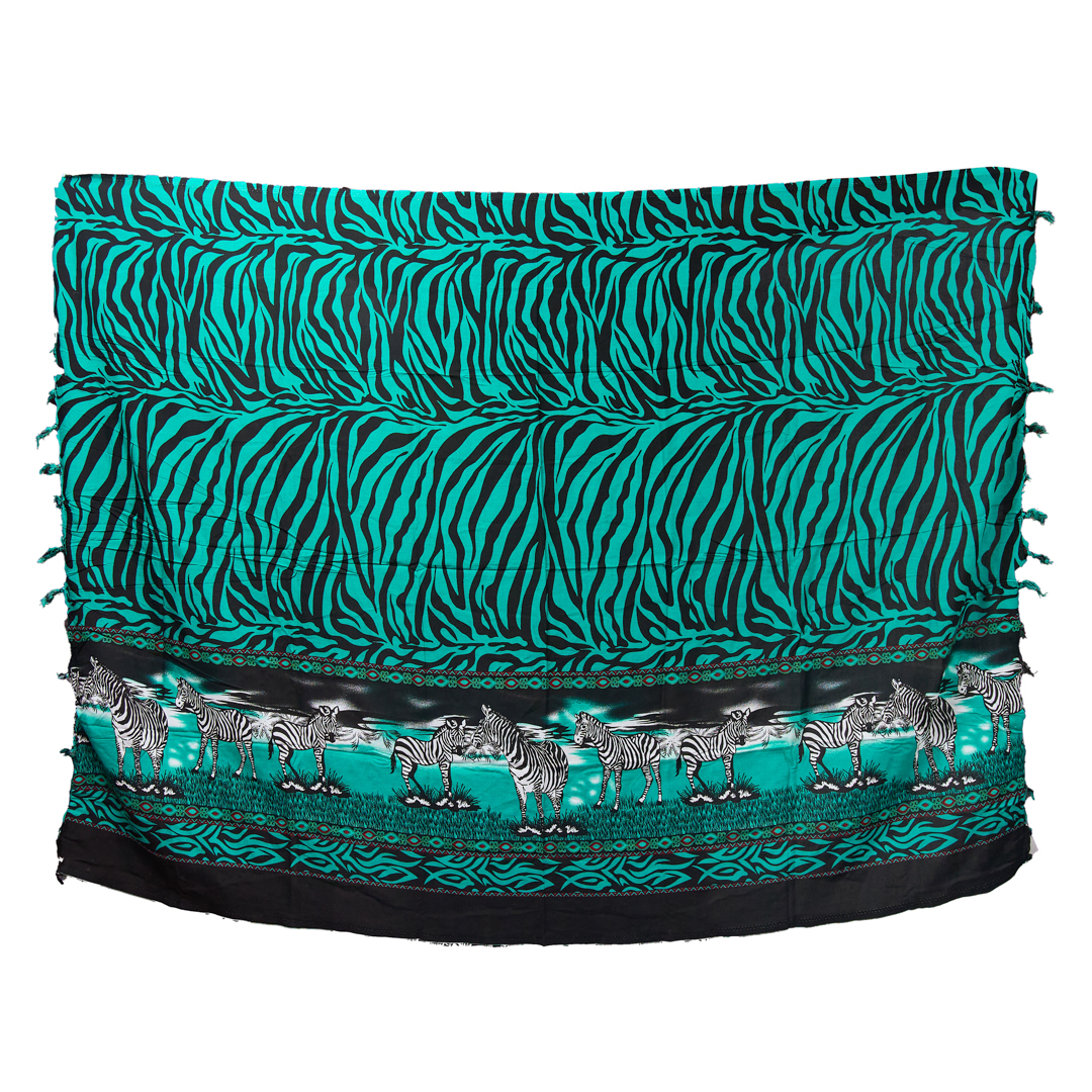 Hand-painted Emerald Zebra Stripe Oasis Sarong (Leso)