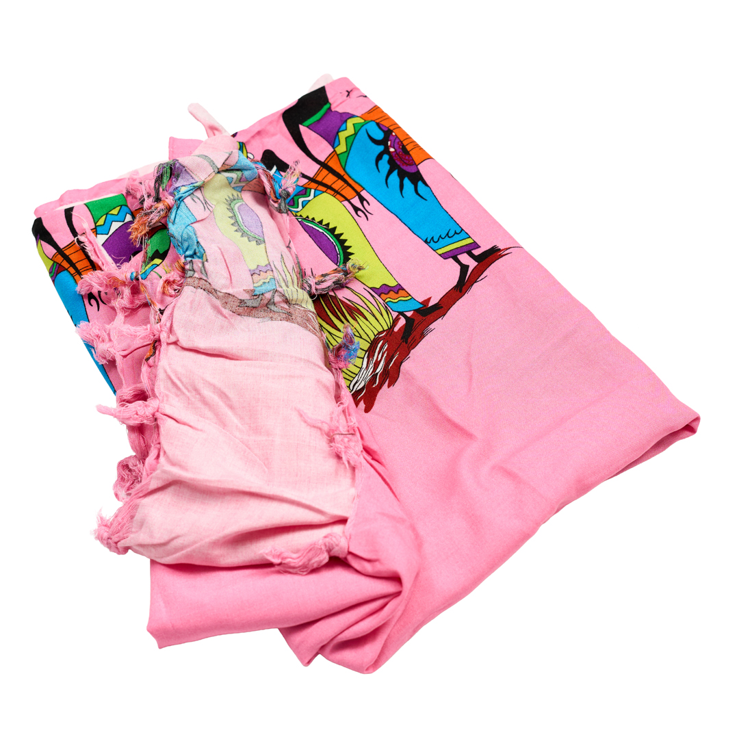 Hand-Painted Bubblegum Pink Manyatta Grace Sarong (Folded View leso)