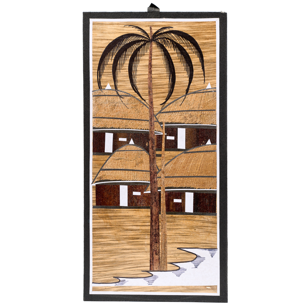 Handmade Banana leaf Fibre wall hanging Coastal Village Portrait Collage