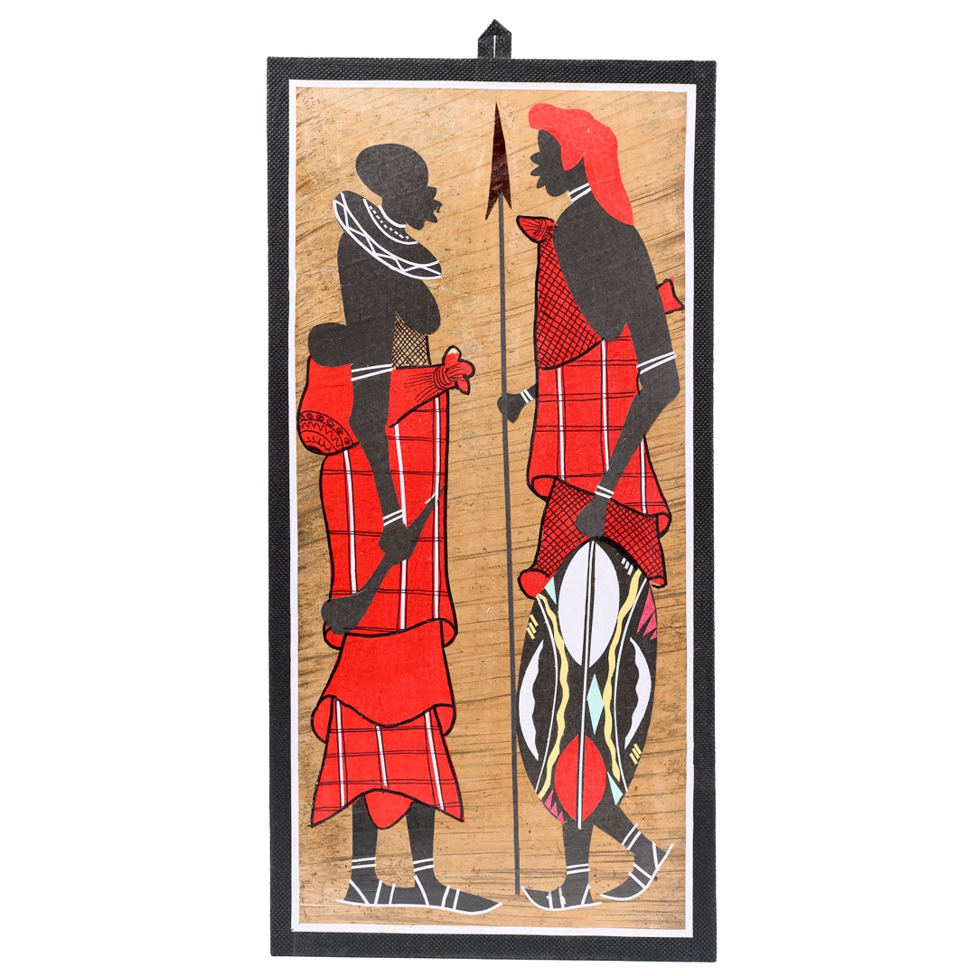Hand-painted Maasai Heritage Banana leaf Fiber Collage-Portrait wall hanging