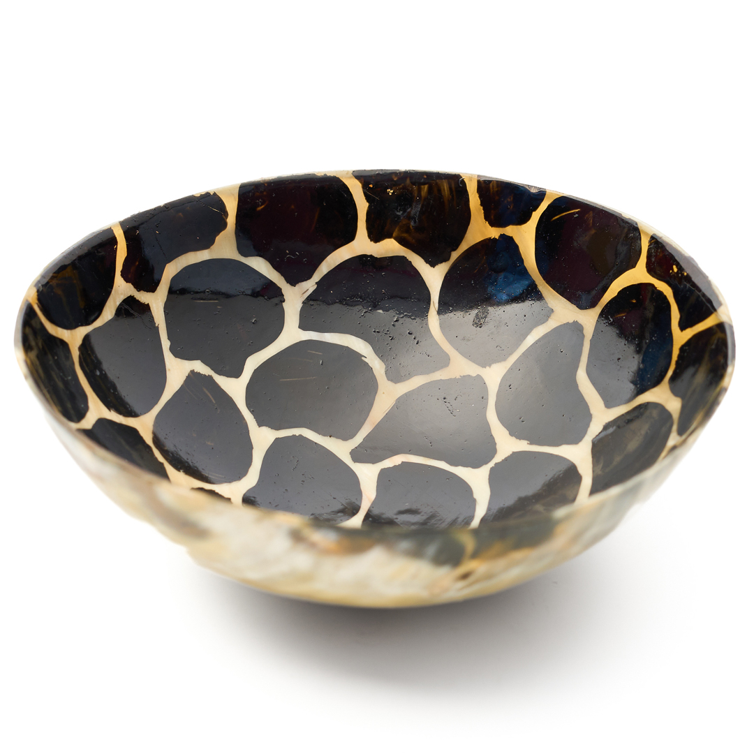 Hand painted black animal print Polished Decorative Horn Bowl