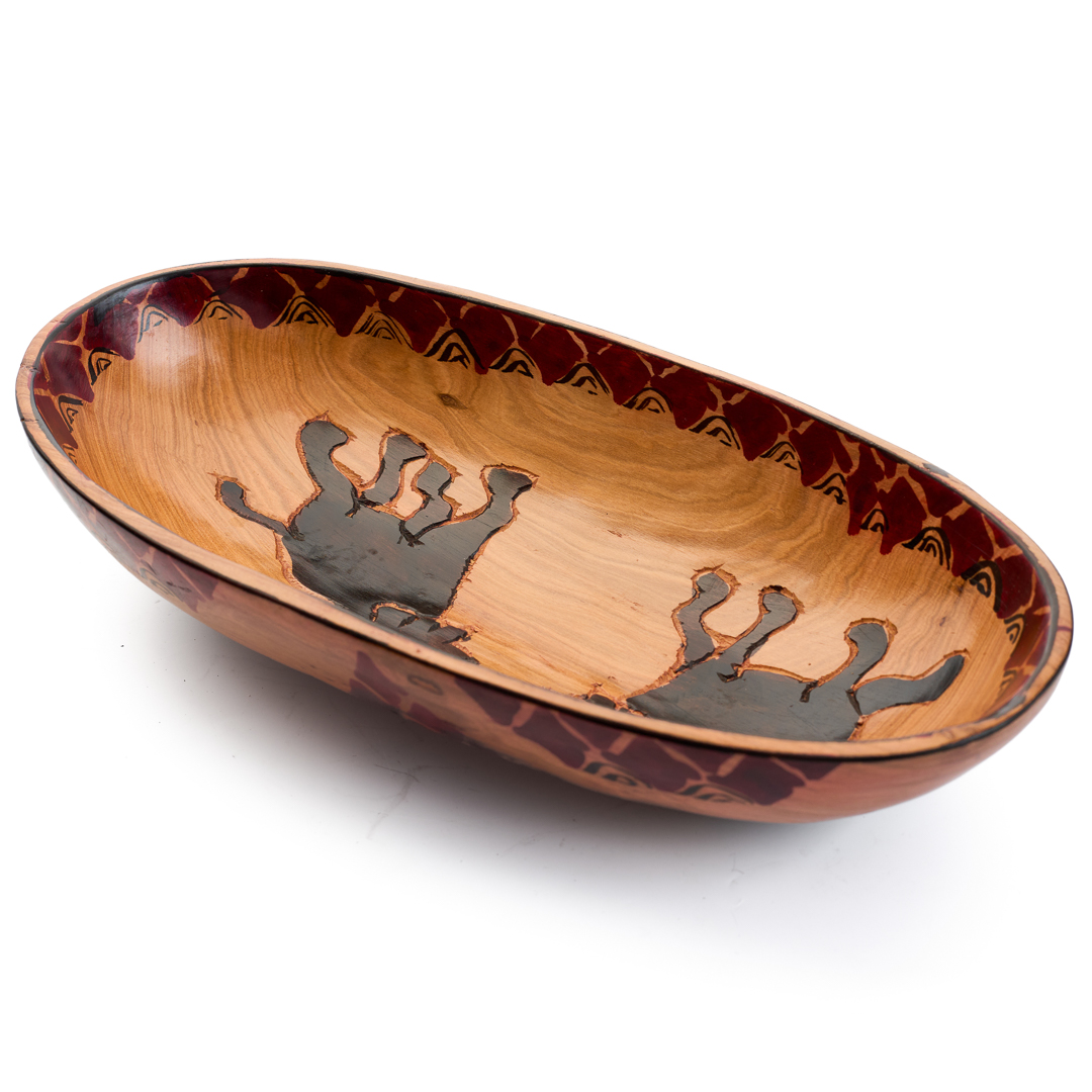 Handmade African Elephant Wooden Tray: Eco Ornamental Centerpiece