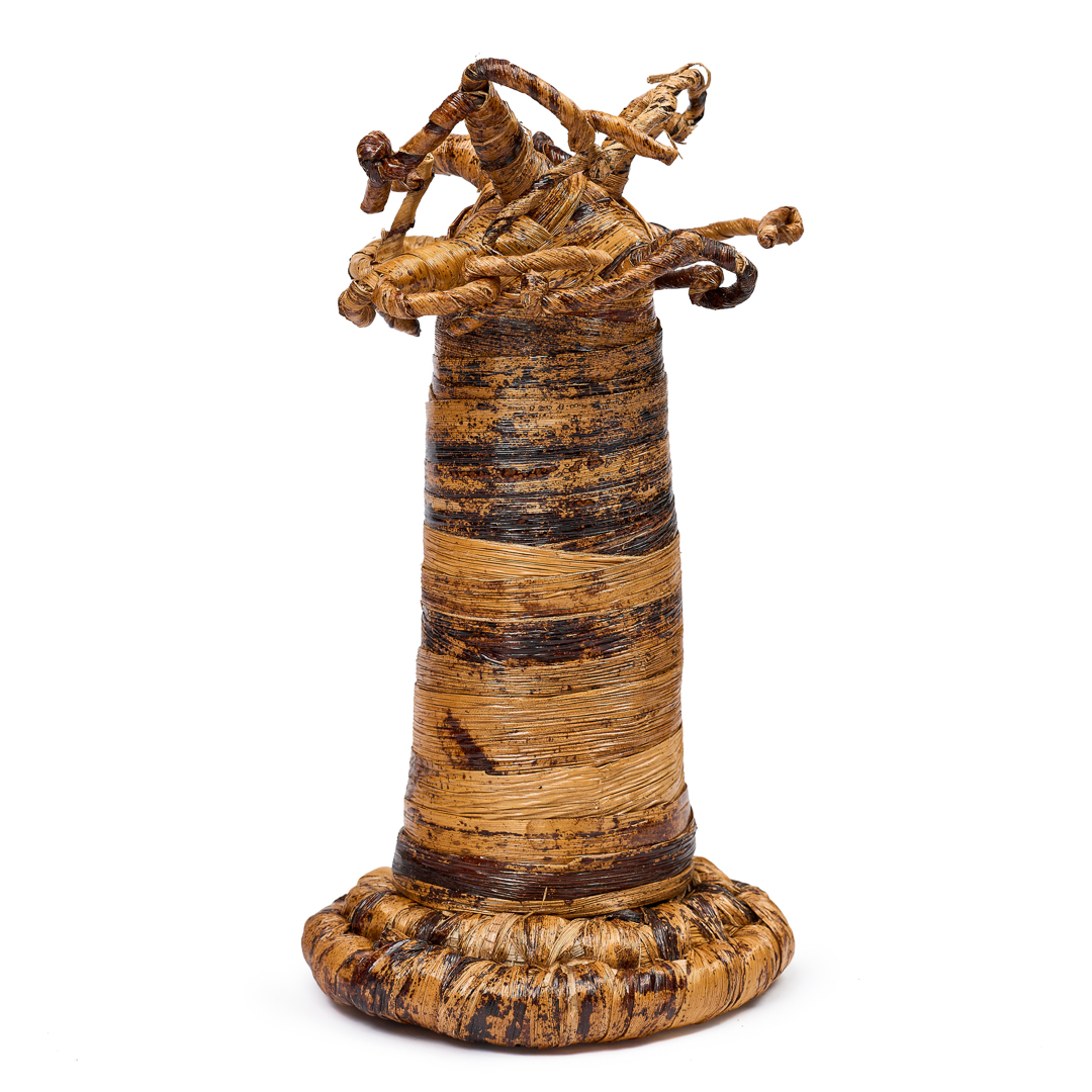 Vintage Handwoven Banana Fiber Baobab Single Tree ornament -Large