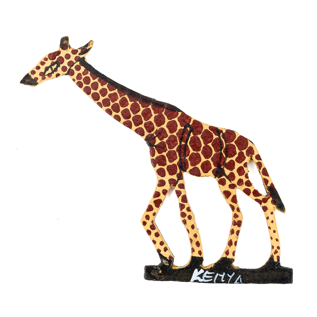 Tall Hand-Painted Giraffe Fridge Magnet; Safari Animal Fridge Magnets: Unique Decor,