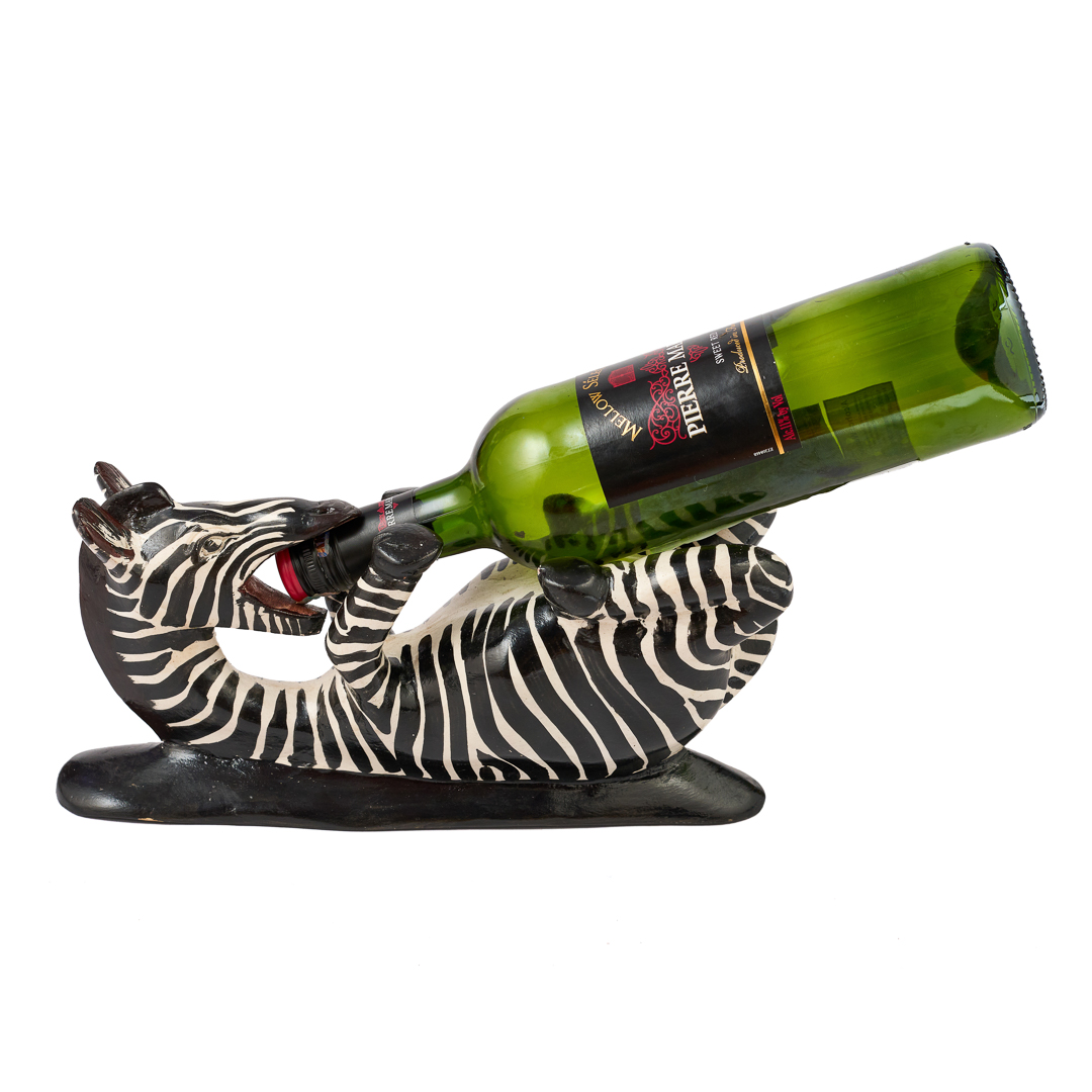Artisan Hand-Painted Zebra wood Wine Bottle Holder