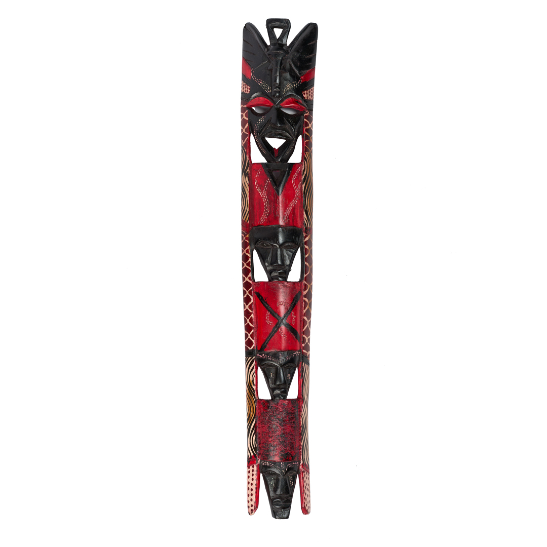 Hand-Carved Tall Wooden African Mask: Cultural Art Decor