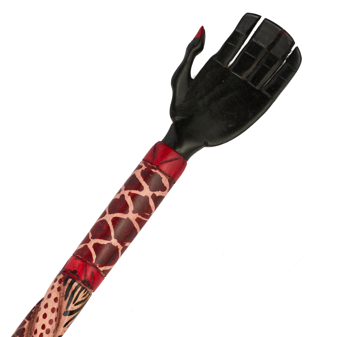 African wooden Hand-Painted Wildlife 2-in-1 Shoehorn & Backscratcher
