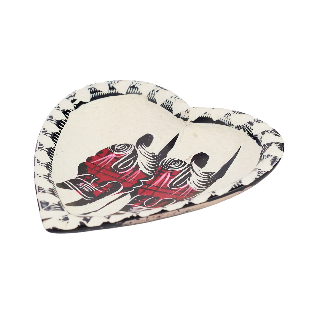 Hand-Carved Soapstone Maasai Warriors Heart Trinket Dish