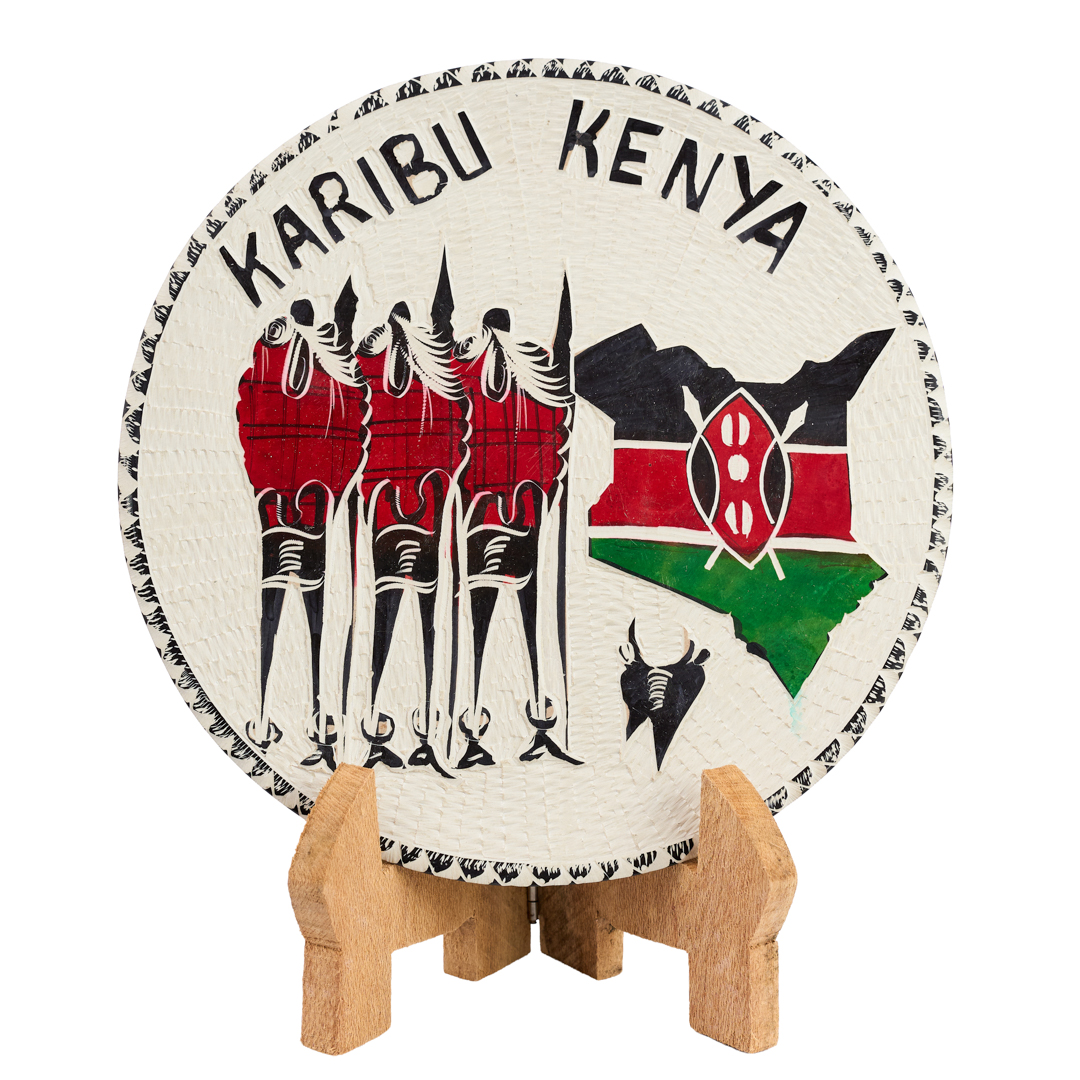 "Karibu Kenya" Hand-Etched Soapstone Homestead Display Plate