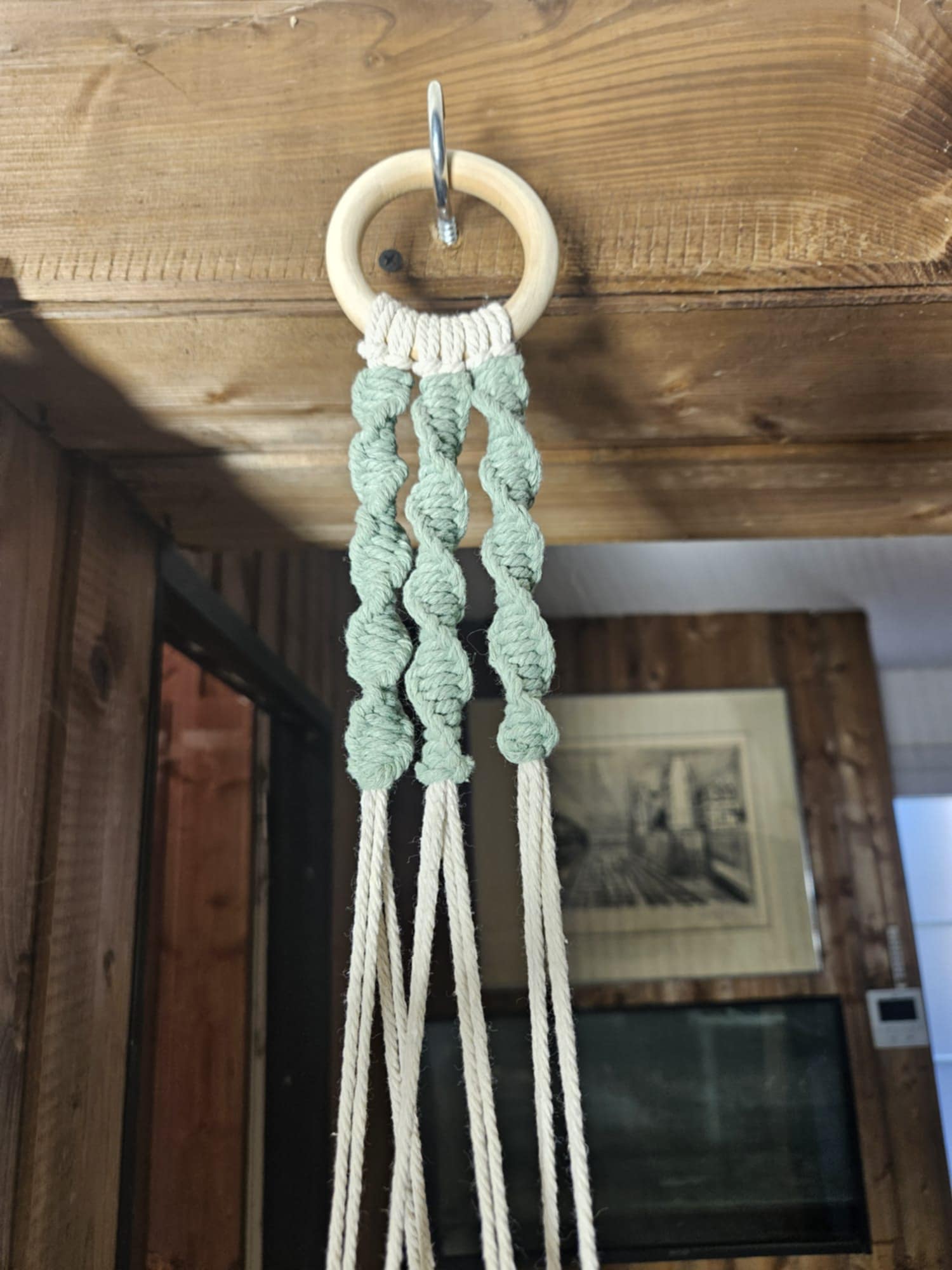 Porte-pot Bicolore avec Anneau en Bois photo 1