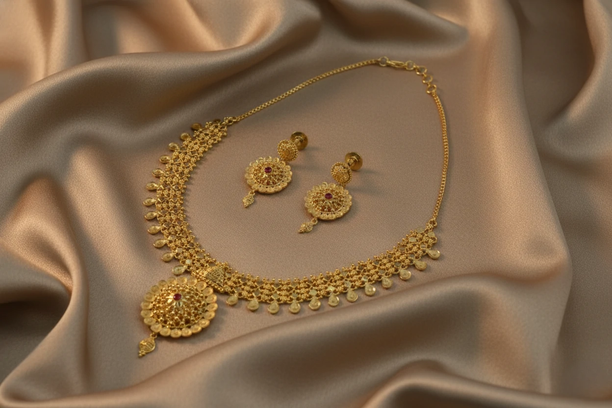 Gold Plated Necklace Set (BX2 SNS 47)