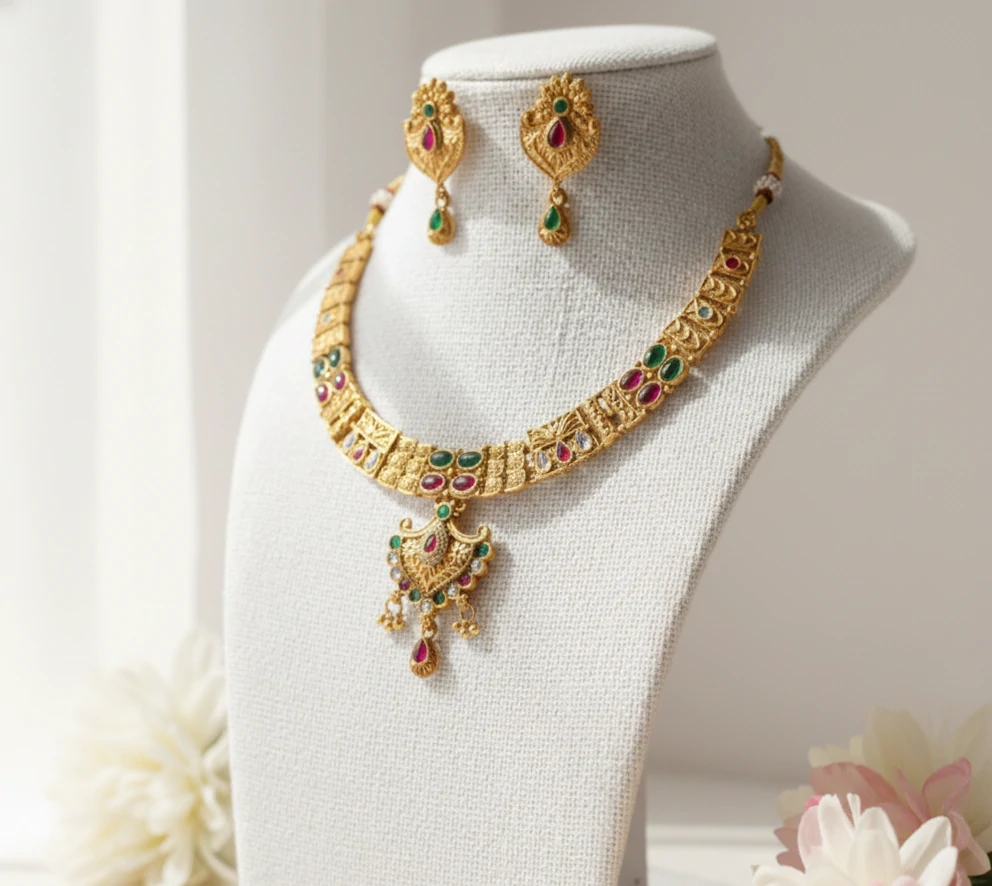 Rajwadi Choker Necklace B2122ERJN14