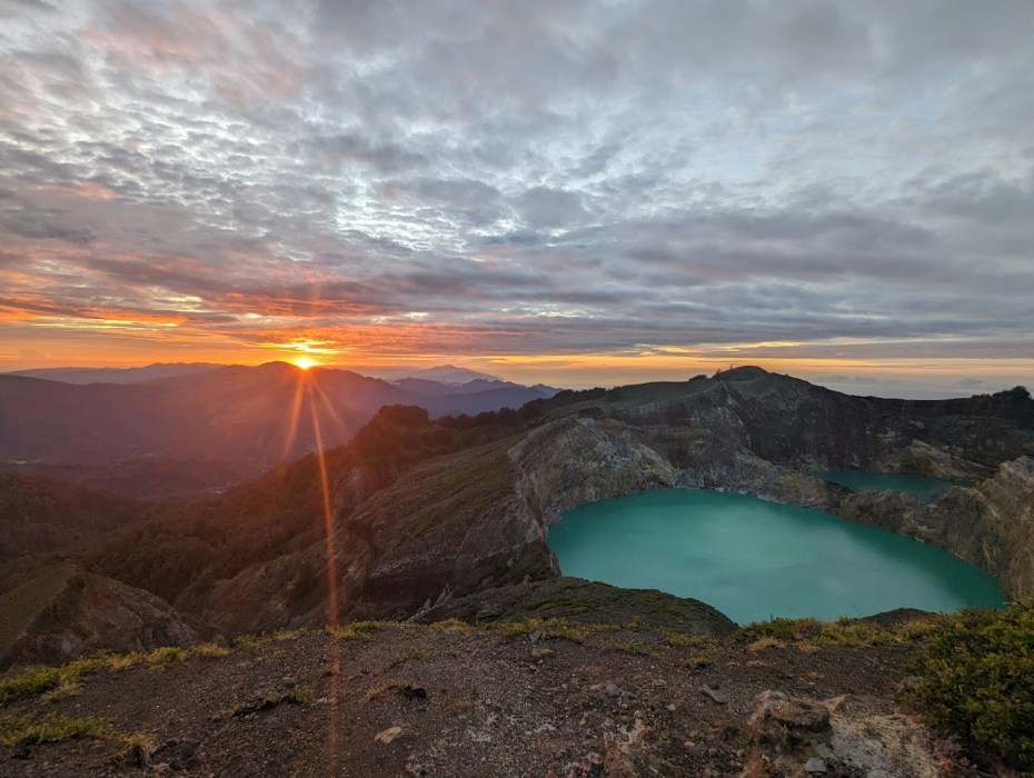 Kelimutu volcano at sunrise.