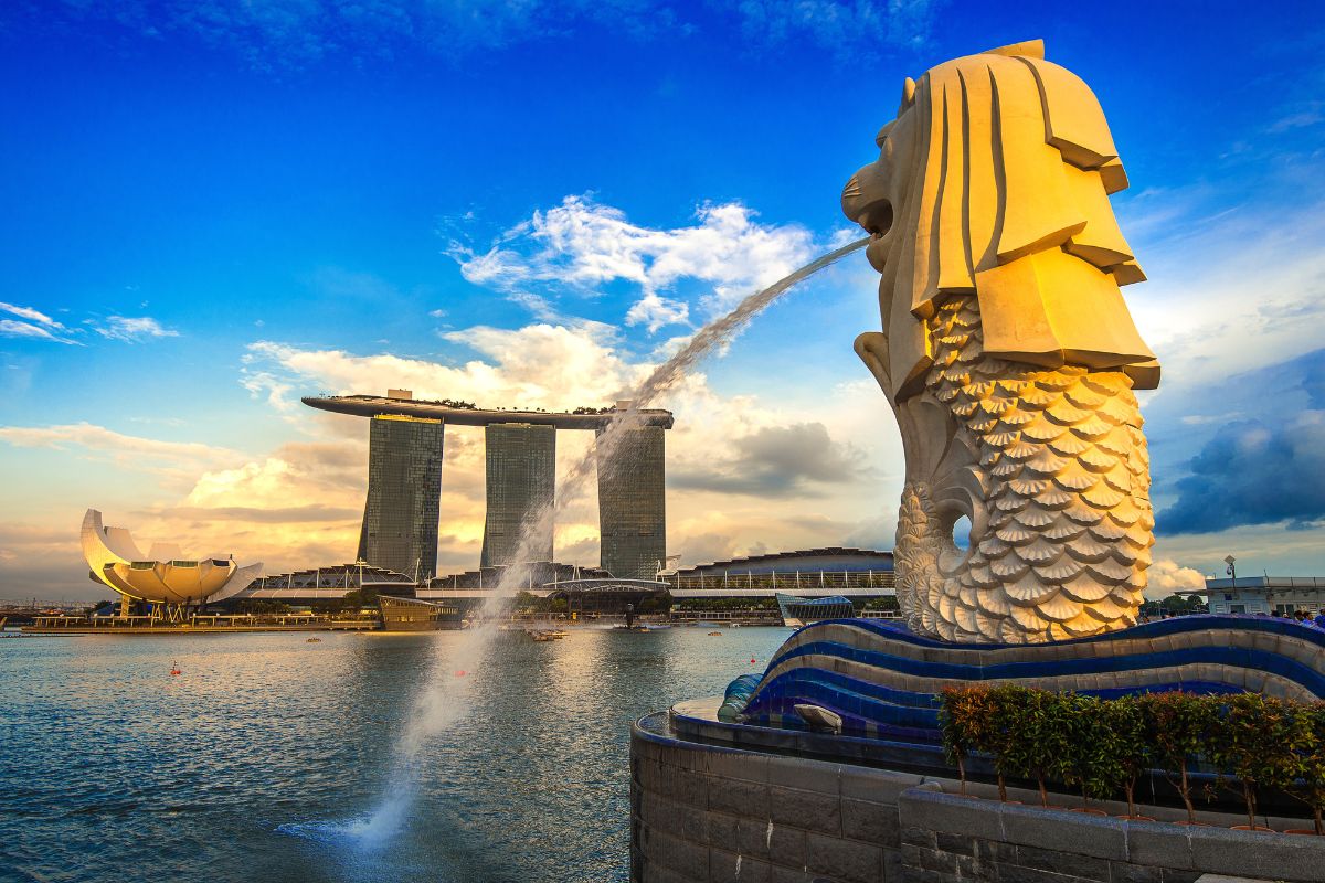 Merlion Park และ Marina Bay Sands