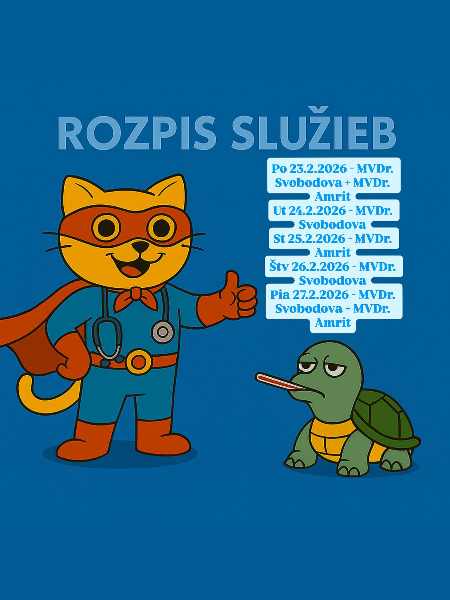 Rozpis služieb 23.02.2026-27.02.2026