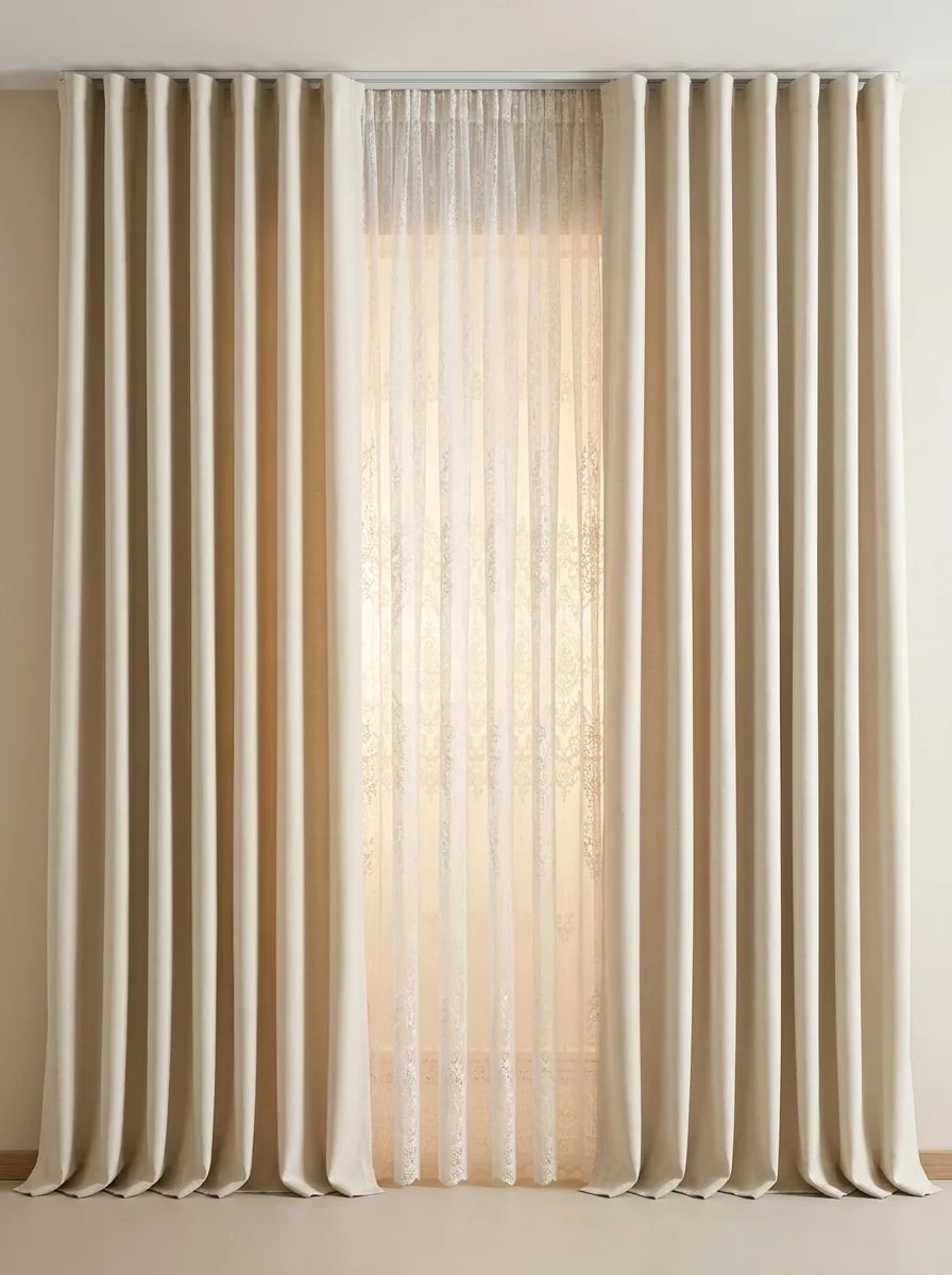 Layered Translucent Sheer and Drapery Curtains
