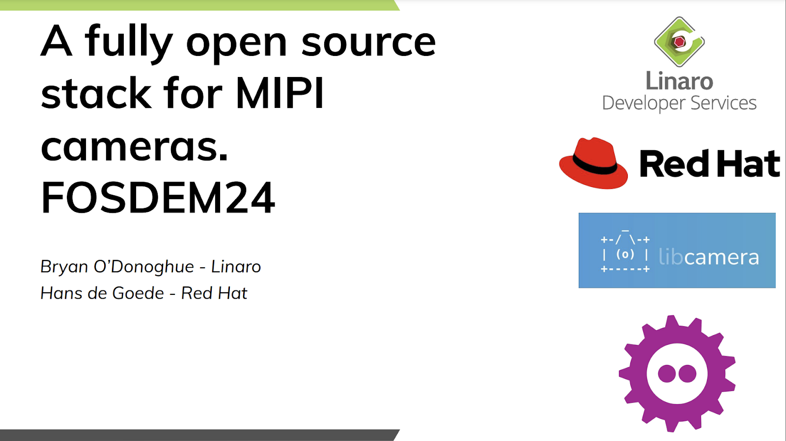 Bryan talking about open source cameras in FOSDEM24