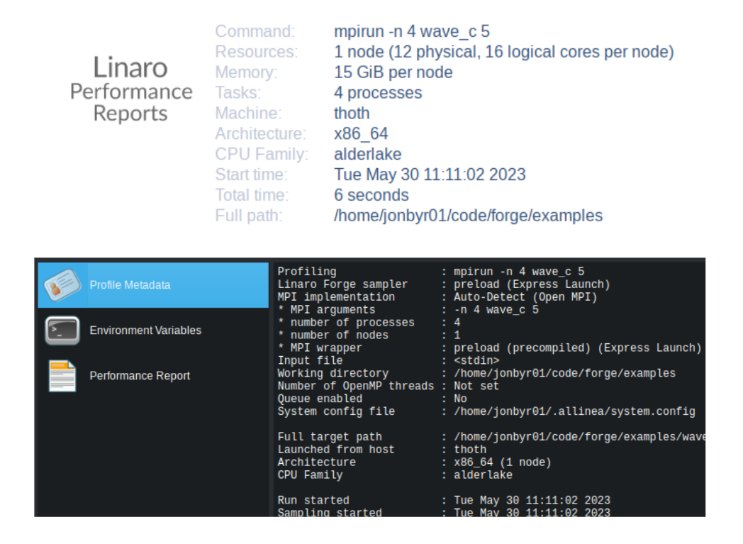 linaro performance reports linaro forge release 23 image 2