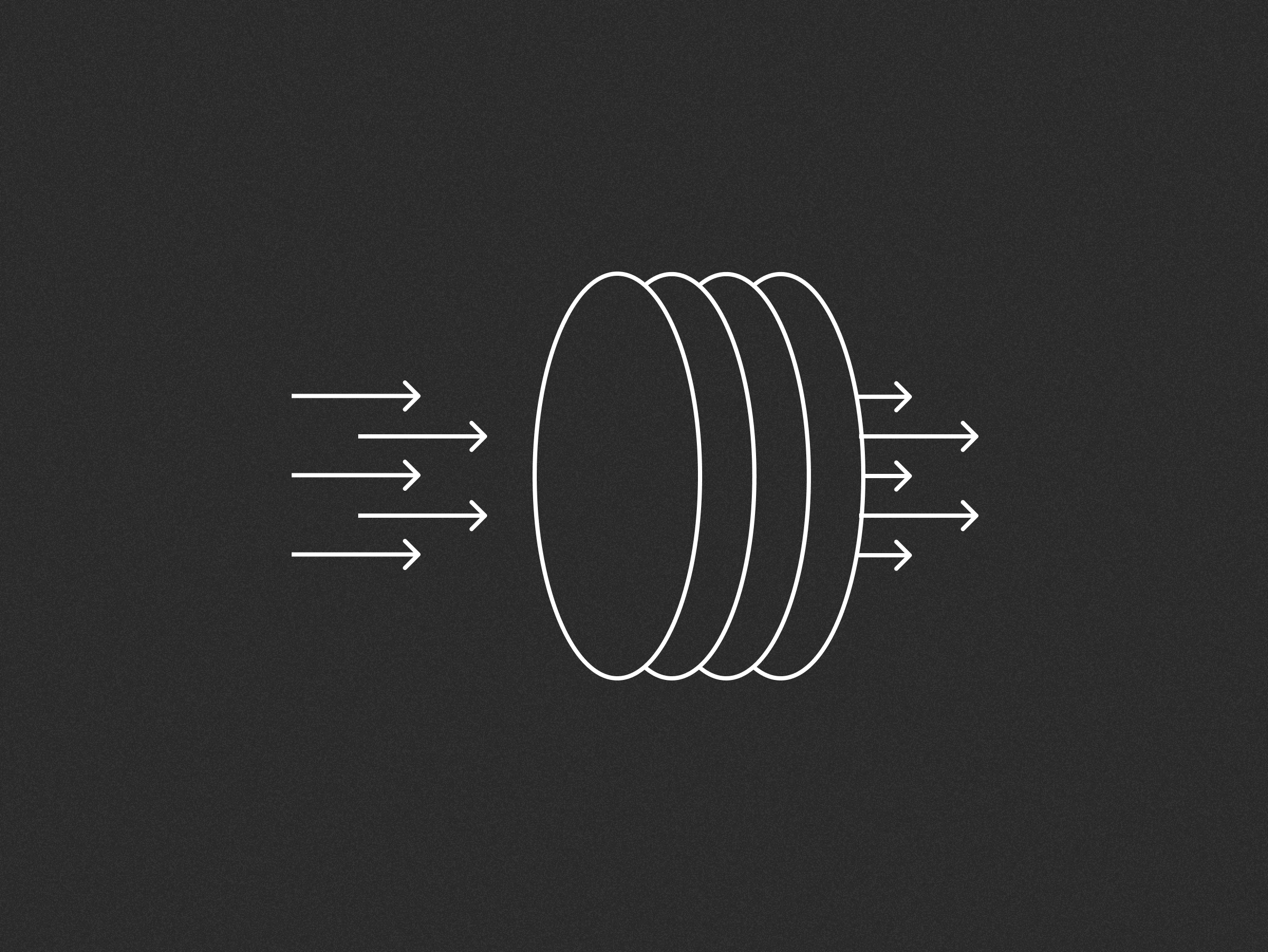 Illustration of arrows passing through discs