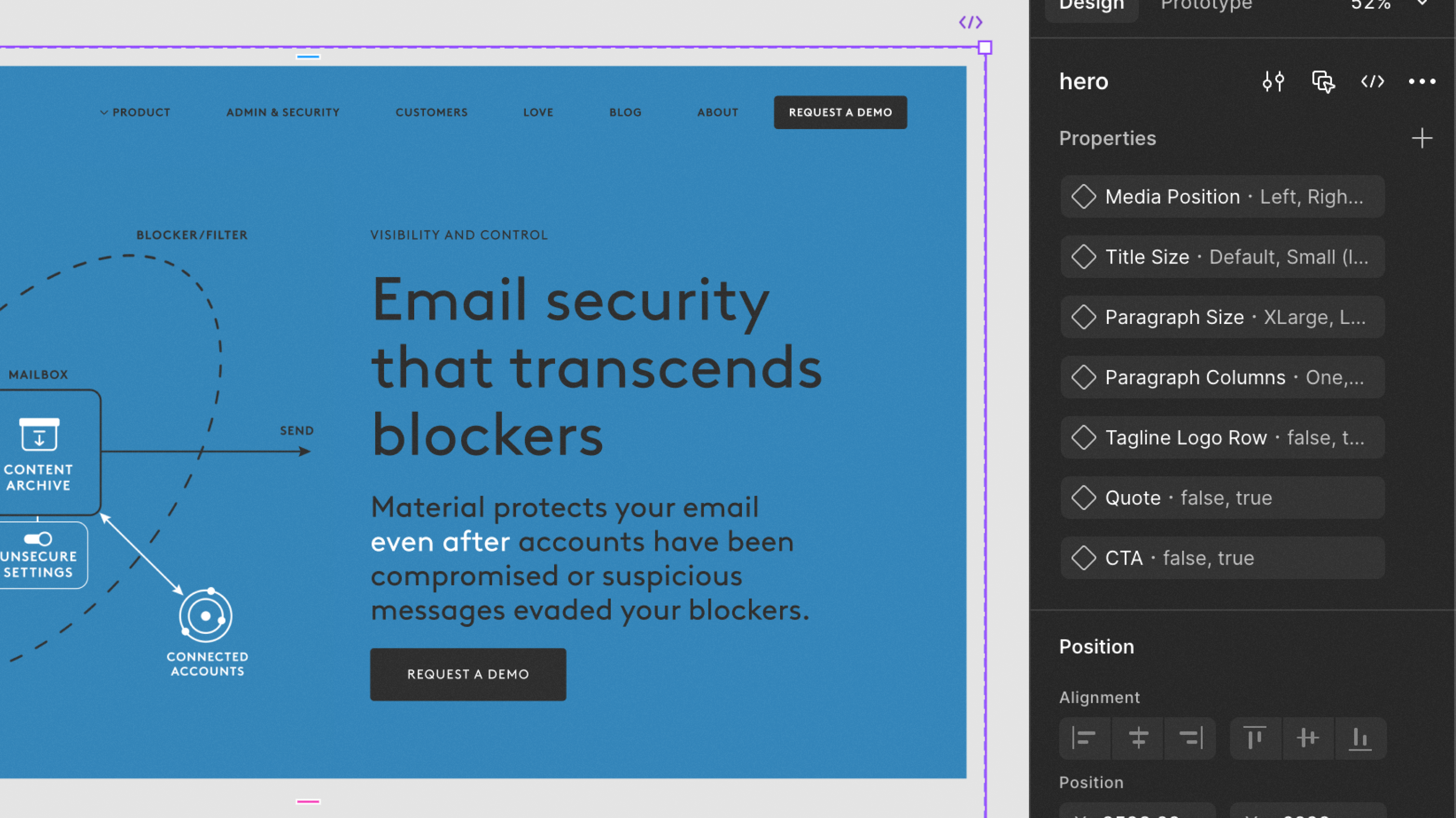 Figma mockups of the CMS slices
