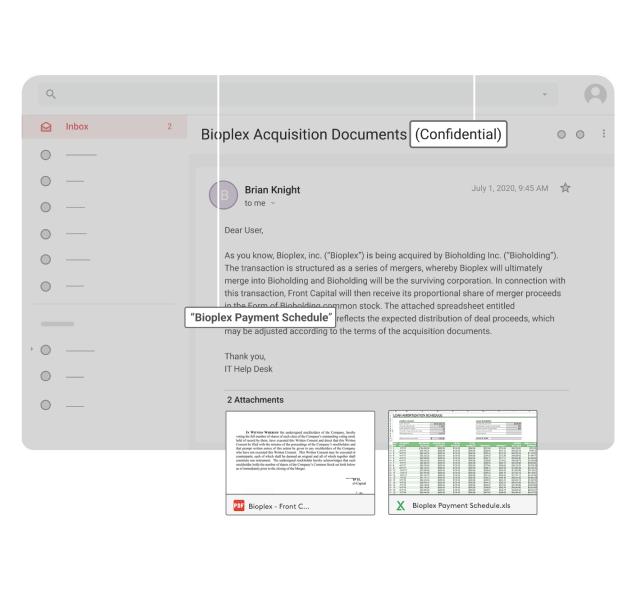 Email with sensitive data