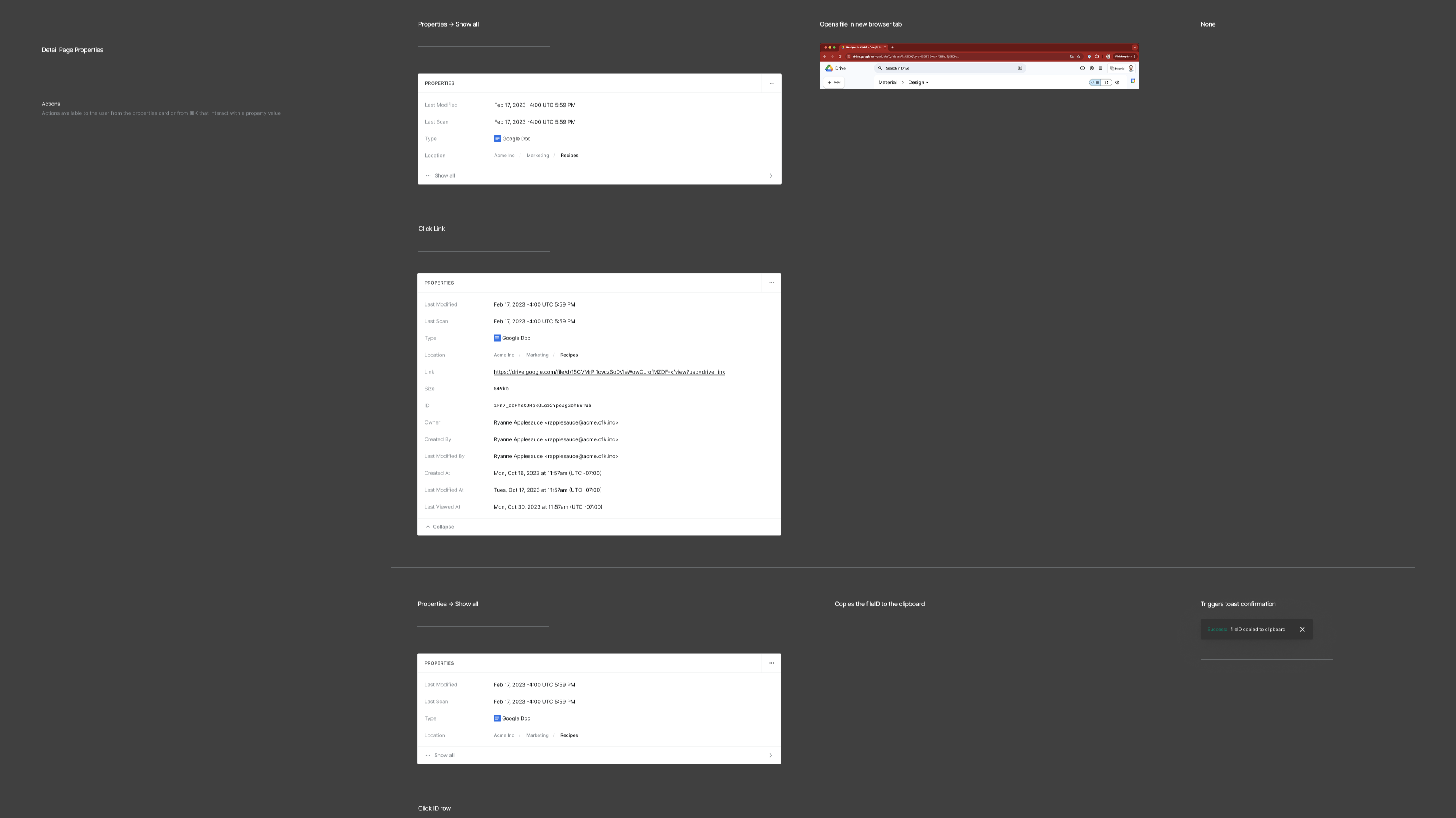 File details actions spec