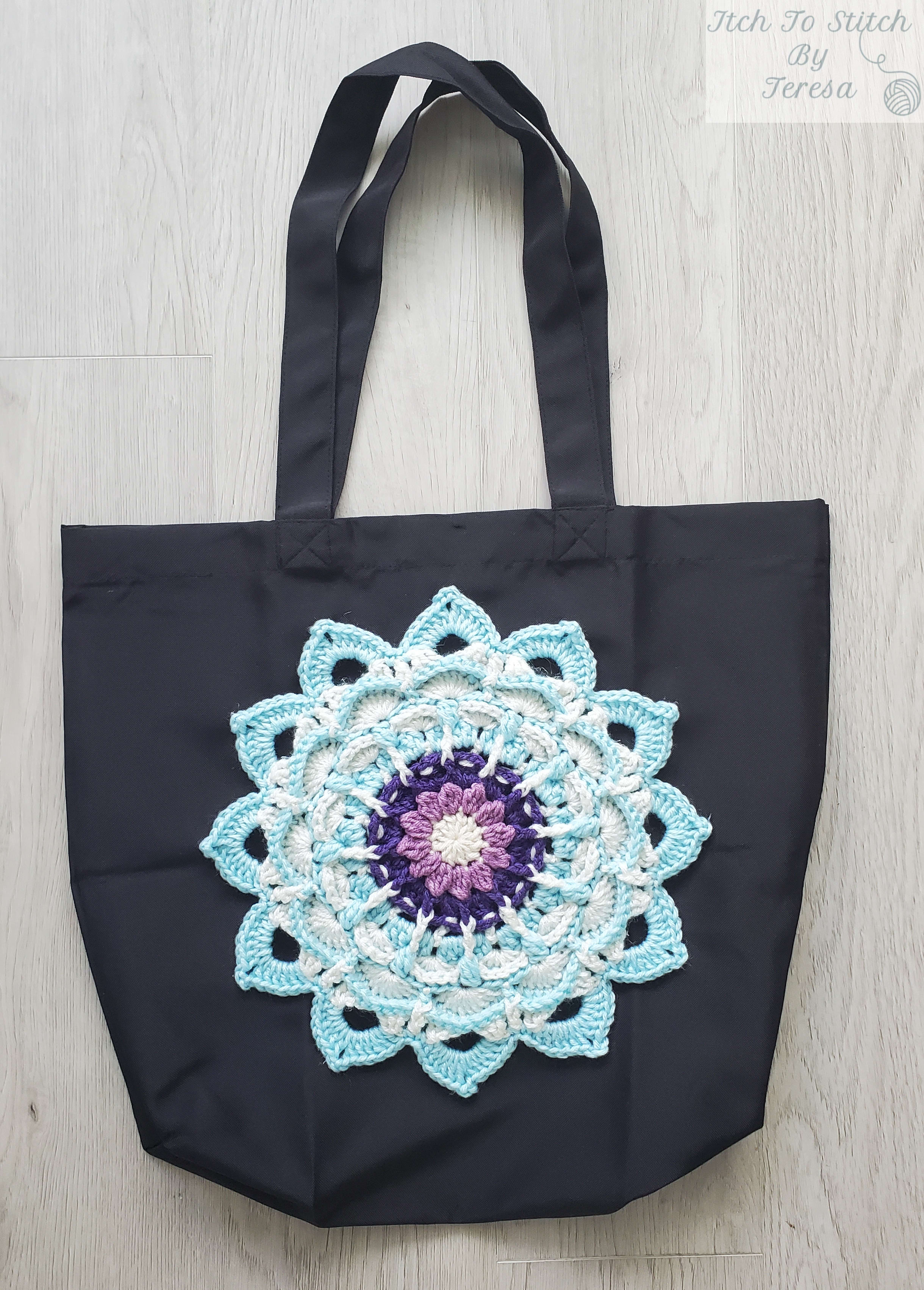 mandala tote bag black crochet