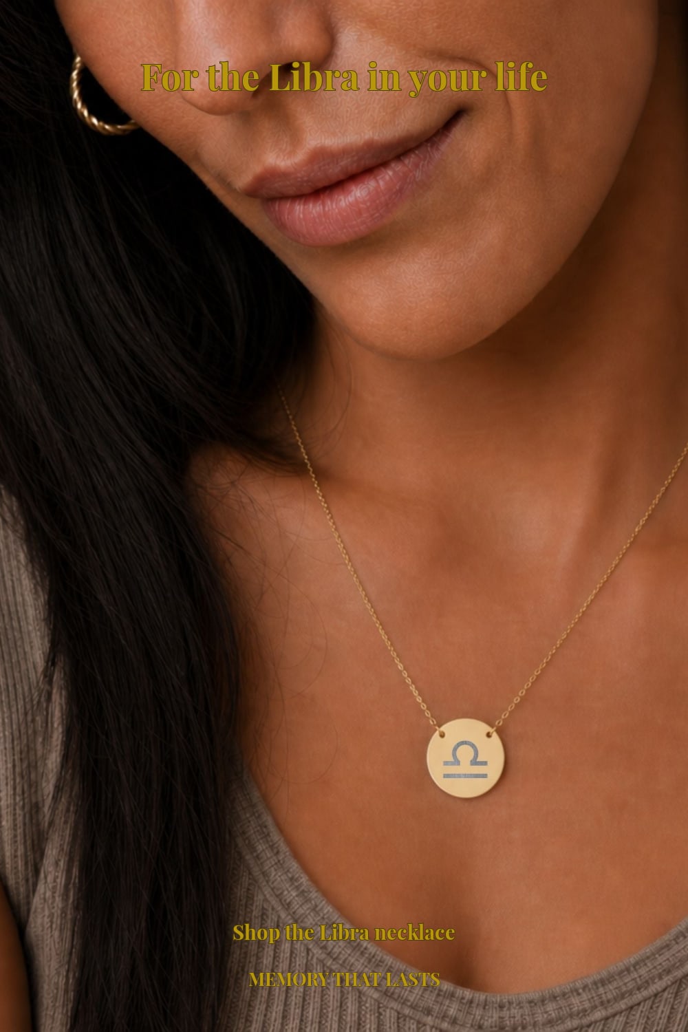Libra zodiac coin necklace pin