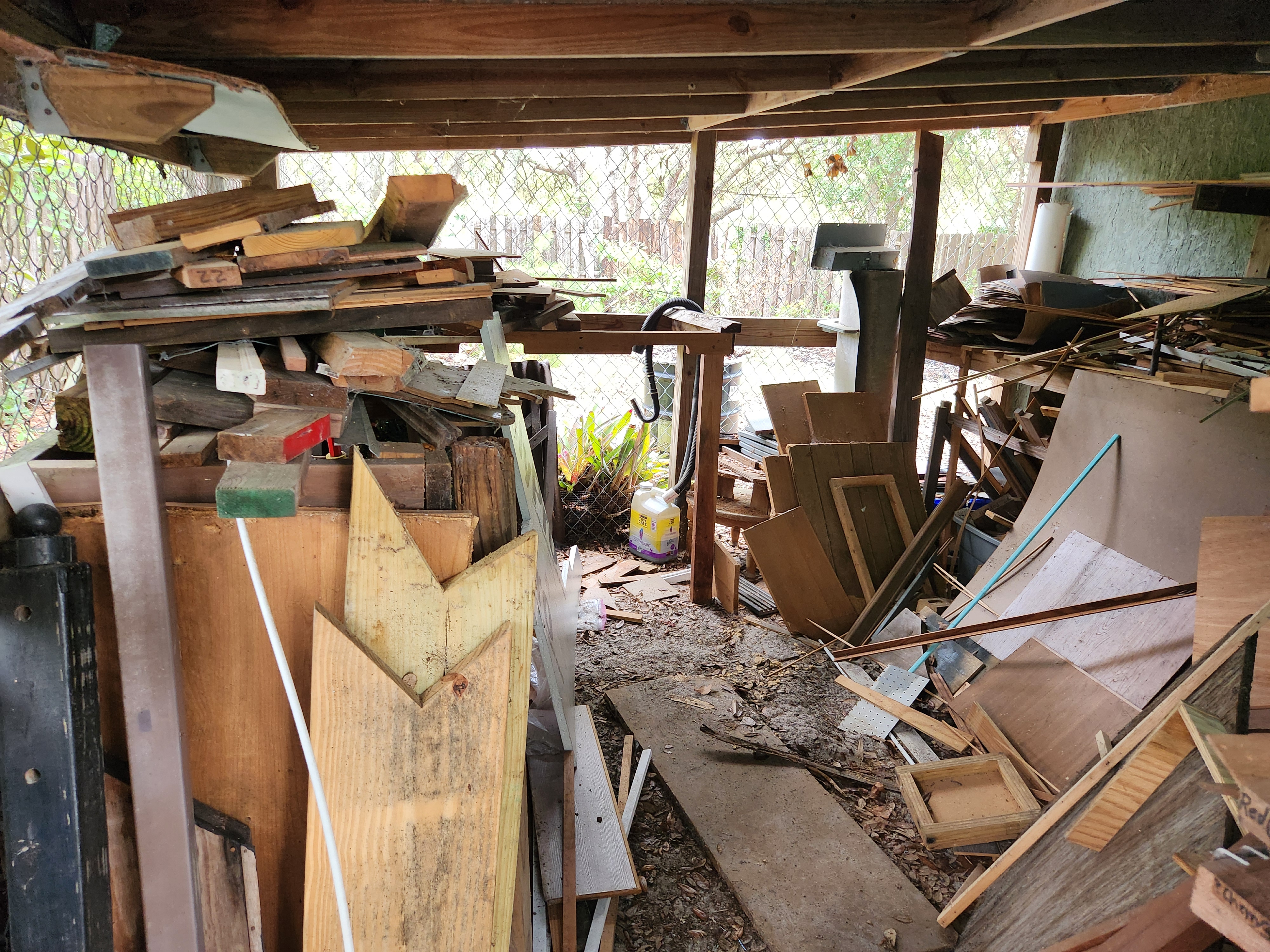 Wood debris before removal