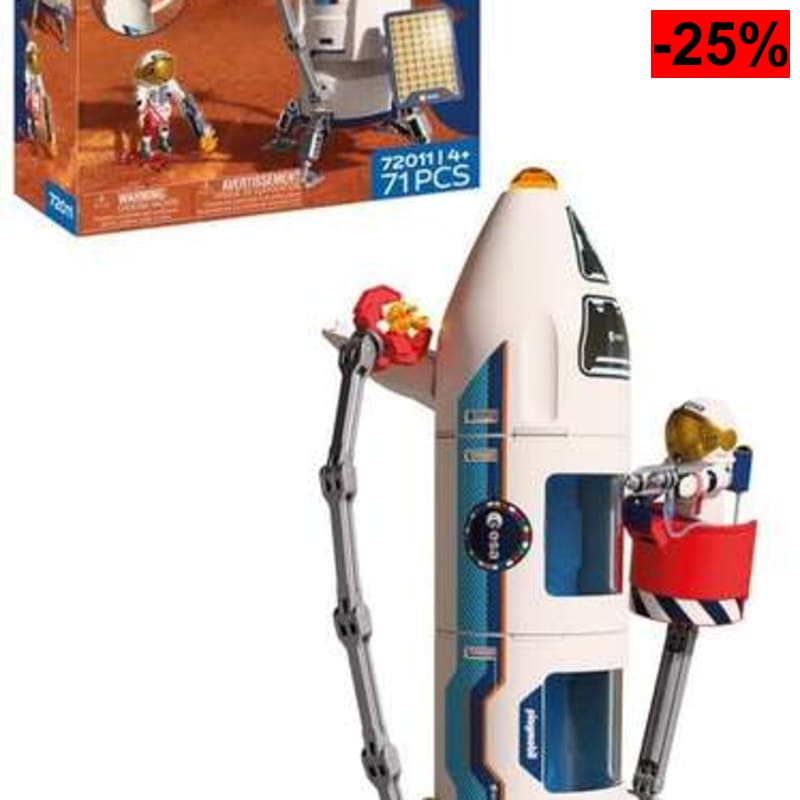 PLAYMOBIL Space Esa Cohete de investigación a Marte| Cohete Modular con Plataforma de Lanzamiento y 2 astronautas