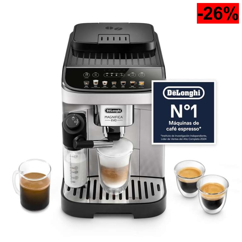 Cafetera Superautomática De'Longhi Magnifica Evo (ECAM292.81.SB) (LatteCrema , 7 bebidas , panel Soft Touch a color y molinillo de acero)