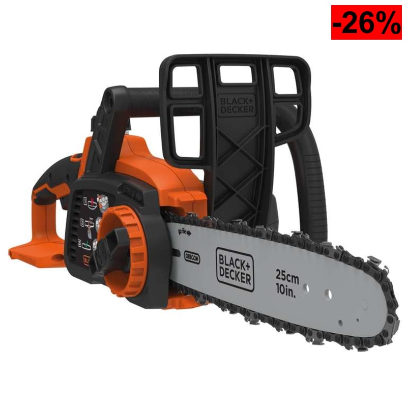 BLACK+DECKER GKC1825LB-XJ - Motosierra sin cable 18V, Longitud de la barra 25 cm, Depósito de 55 ml, Lubricación semiautomática