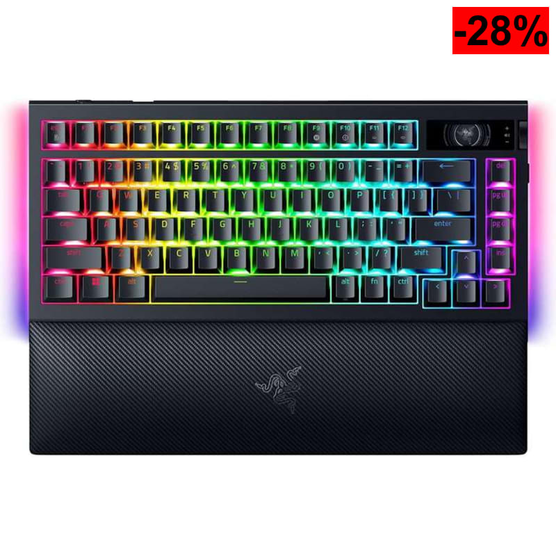 Razer BlackWidow V4 Pro 75% - Teclado mecánico gaming inalámbrico con pantalla OLED, dial de comandos, reposamanos magnético - Layout US