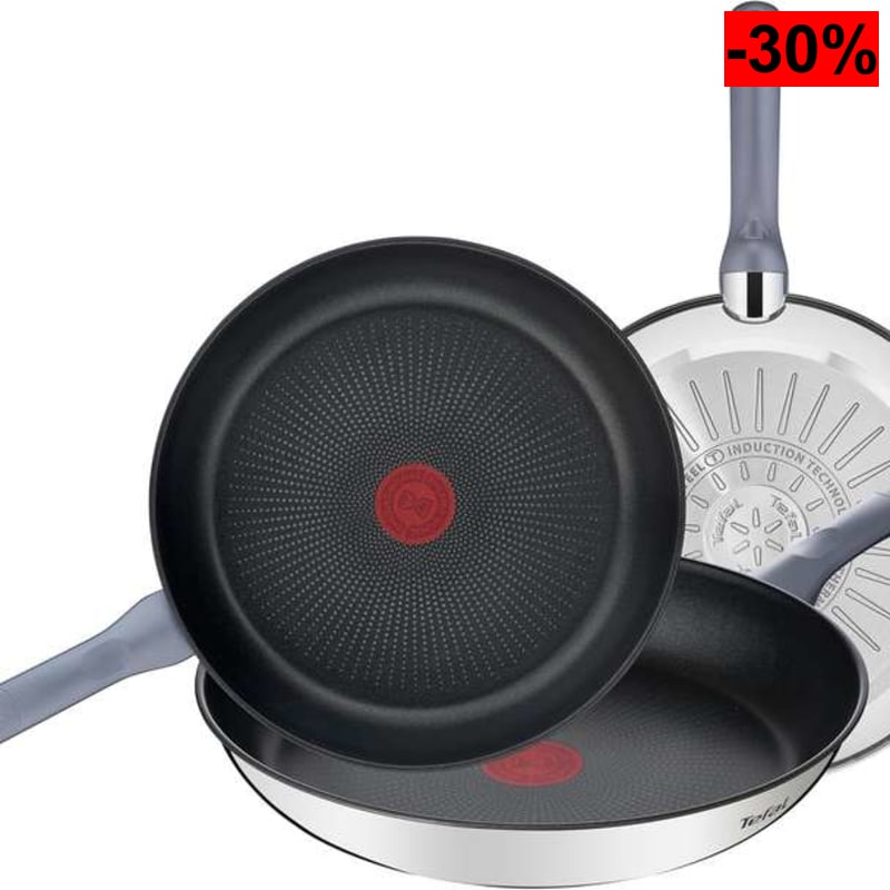 Tefal Daily Cook - Juego de Sartenes de 20/24/26 cm, Apto inducción, antiadherente, revestimiento titanio,
