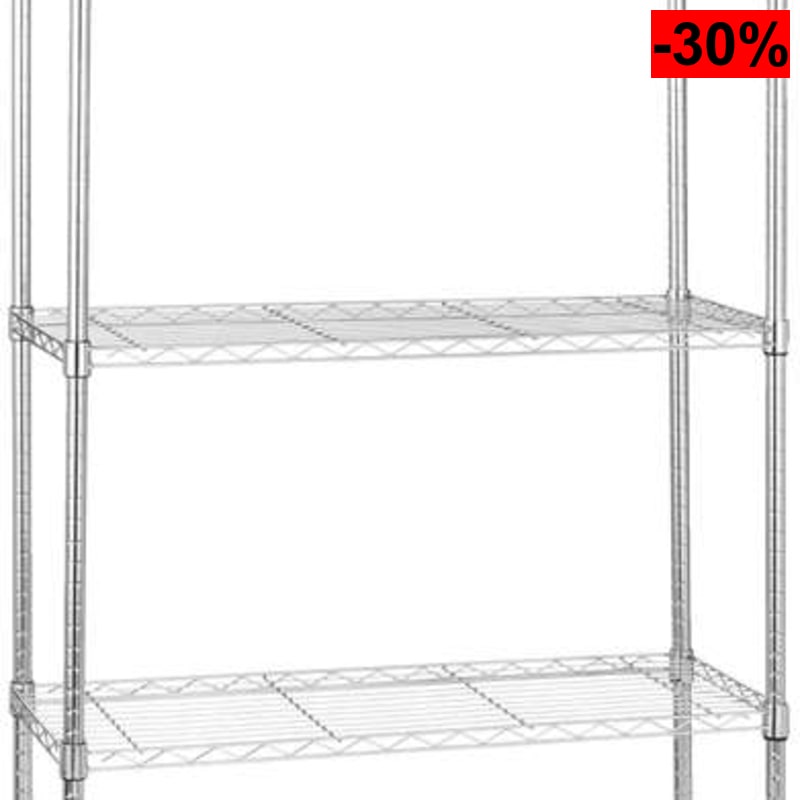 [Amazon Basics] Unidad de Almacenamiento de 5 baldas con estantes Ajustables en Altura y Patas niveladoras, Peso máximo de 680 kg, Cromado
