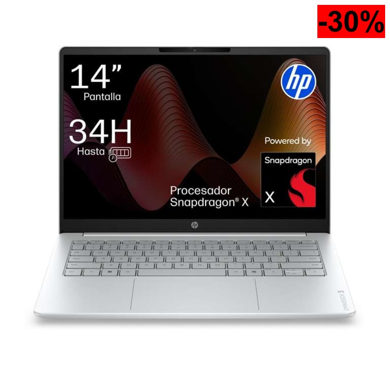 HP OmniBook 3 - 14” WUXGA (1920x1200) sin cargador IPS Antirreflejo, Snapdragon X AI PC, 16GB RAM, 512GB SSD, Windows 11, QWERTY