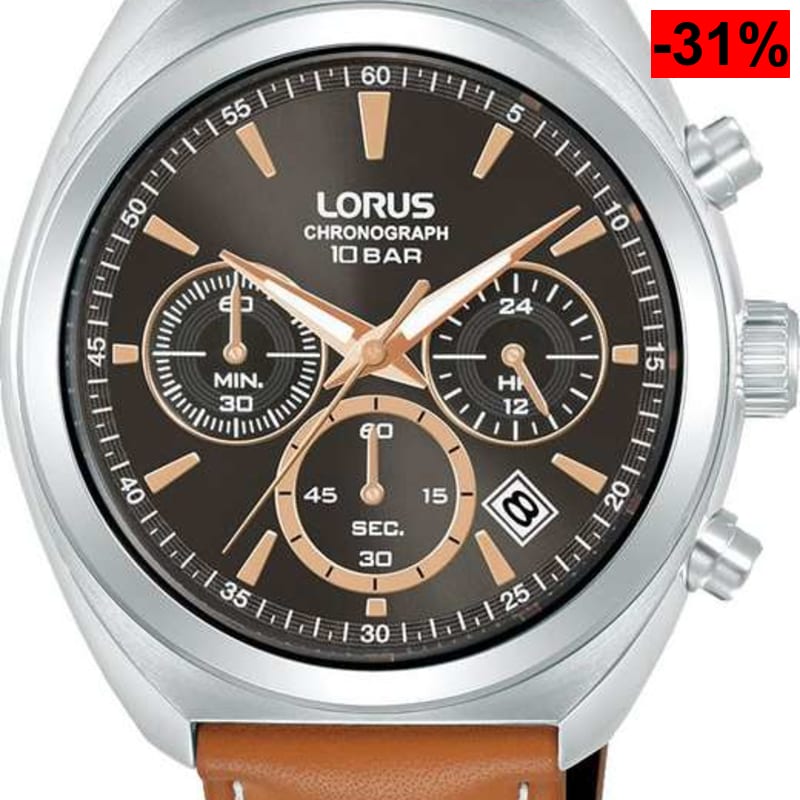 LORUS Reloj de Cuarzo de Acero Inoxidable con Correa de Cuero