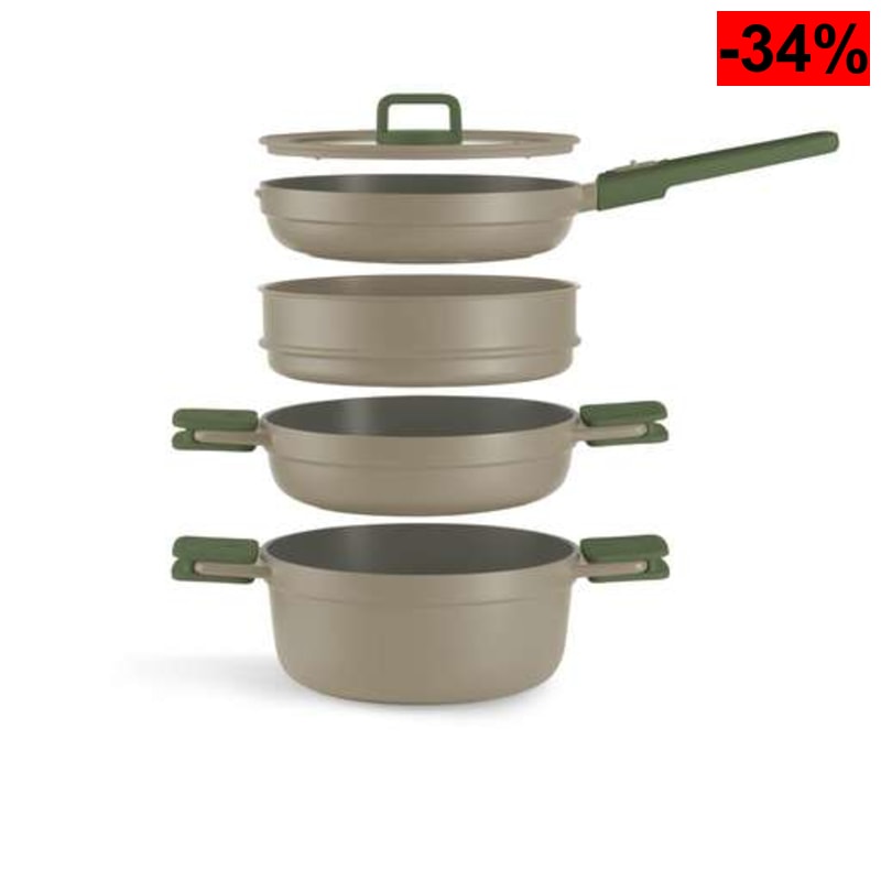 BRA Compac Pro Ceramic | Batería de cocina apilable de 5 pieza