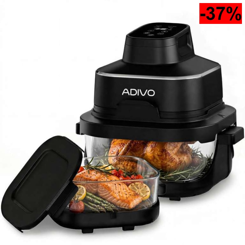 ADIVO Freidora de Aire Vidrio 4L/1.5L, 1500W