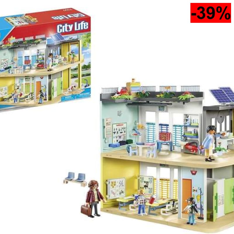 PLAYMOBIL City Life Colegio (71327) ¡Edificio escolar sin barreras, con ascensor y repleto de accesorios!