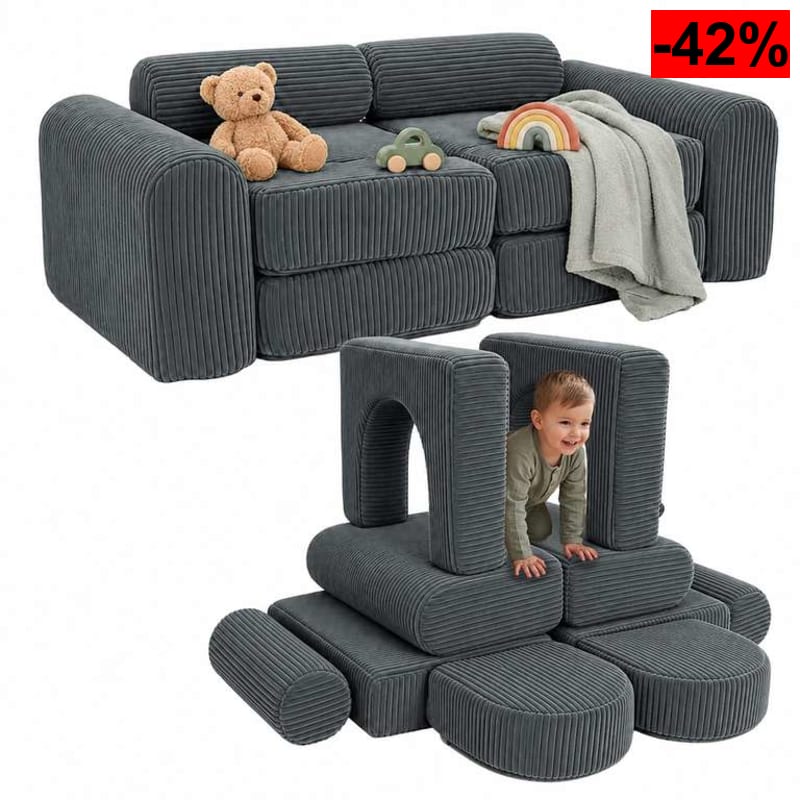 Sofá Modular Infantil, 10 pzas., Bloques Suaves, 32 x 108 x 50 cm