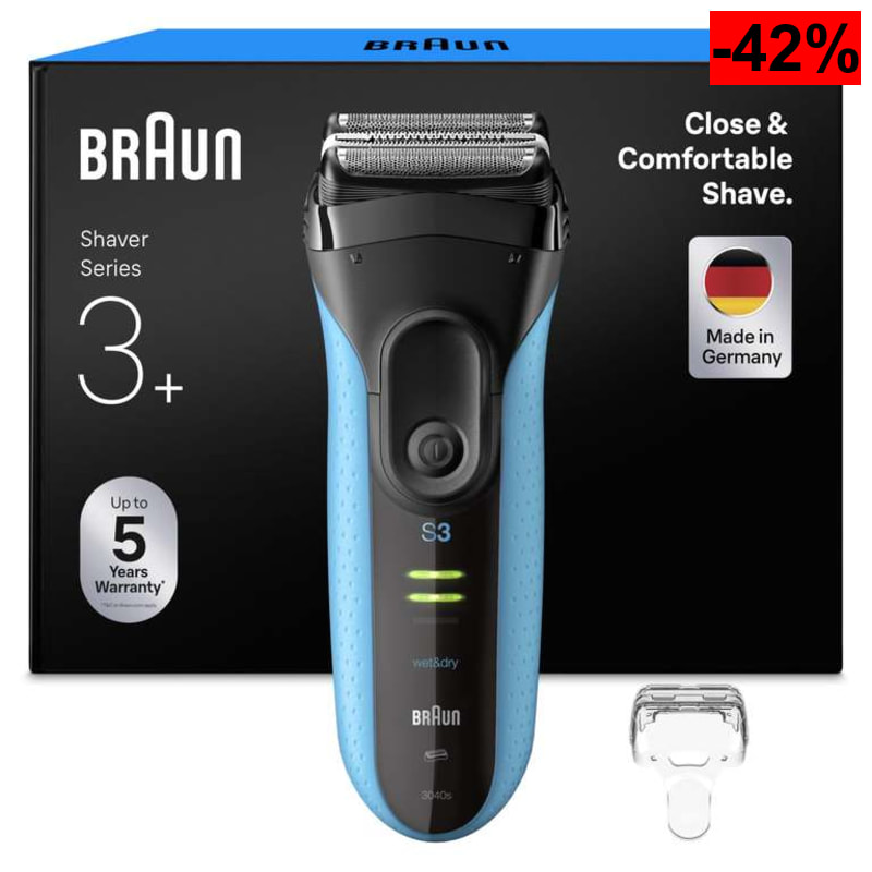 Braun Afeitadora Eléctrica Hombre Series 3, ProSkin 3040s, Negro/Azul