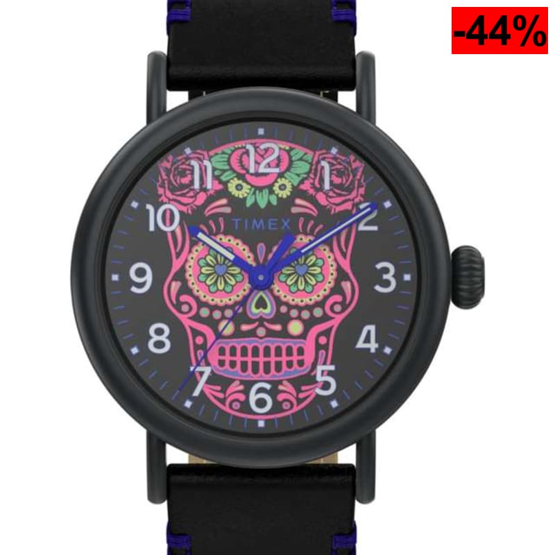 Reloj TIMEX Dia de los Muertos con Correa de Cuero