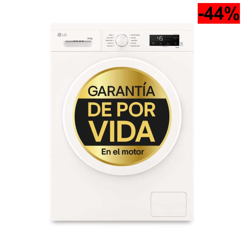 LG W4X1085NWH - Lavadora Secadora Inverter Direct Drive 8/5kg, 1400 rpm, 6 Motion, Vapor Steam, Wi-Fi ThinQ