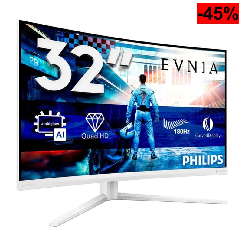 PHILIPS Evnia 32M2C5501 Gaming Monitor 32 Pulgadas 180Hz Panel Fast VA, 1ms GtG, HDR10, Altura