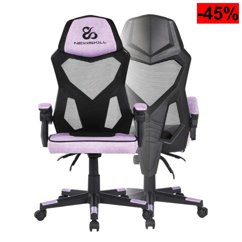NEWSKILL Eros Silla Gaming ergonómica con Respaldo de Malla, Asiento Acolchado y Base metálica - Color Morado
