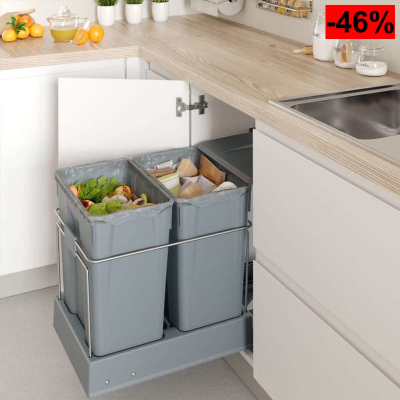 Cubo de basura extraíble de alta capacidad de ancho 384mm